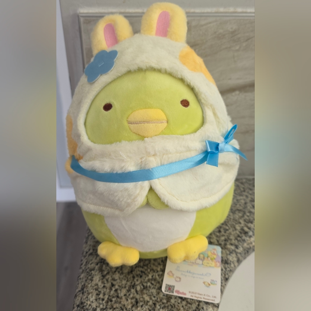 NWT San-X Sumikko Gurashi Mysterious Rabbit Garden Green Penguin Tenori Plush 9"